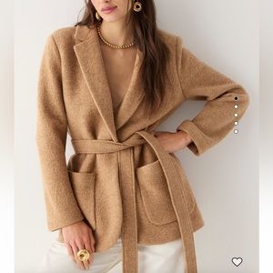 J.Crew Camel Wrap Blazer Jacket in Italian Boiled Wool Sz 14. MSRP $298.